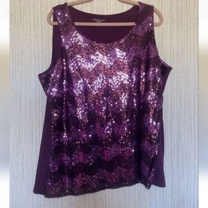 Coldwater Creek Size 2X (20-22) Purple Sequence Tank Top